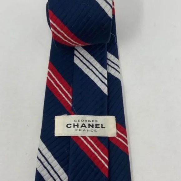 ✨3/$25✨ Vintage Georges Chanel Blue Red White Tie - Picture 3 of 3